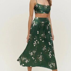 Reformation 2 Piece Green Silk